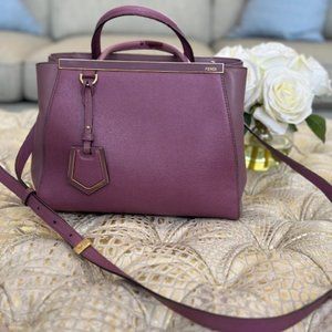 Fendi Purse Vitello Elite Flamingo Regular 2Jours Tote Lilla Glicine